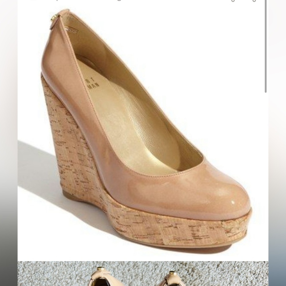 Stuart Weitzman nude cork swoon heel